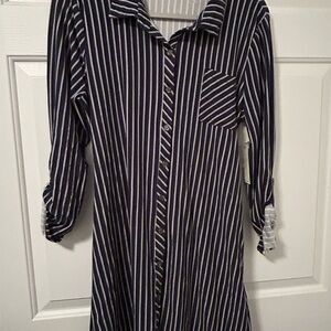 Navy Striped Mini Dress